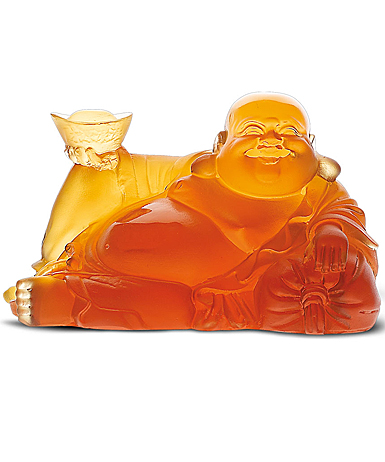 Daum Happy Buddha in Amber Sculpture