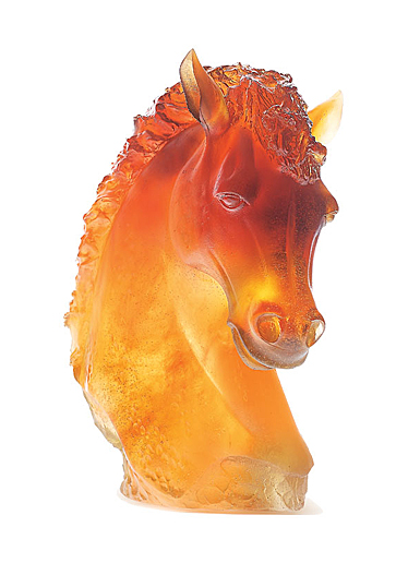 Daum Andalusian Horse Head in Amber Sculpture