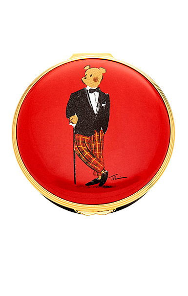 Halcyon Days Hal the Bear Red Large Round Enamel Box