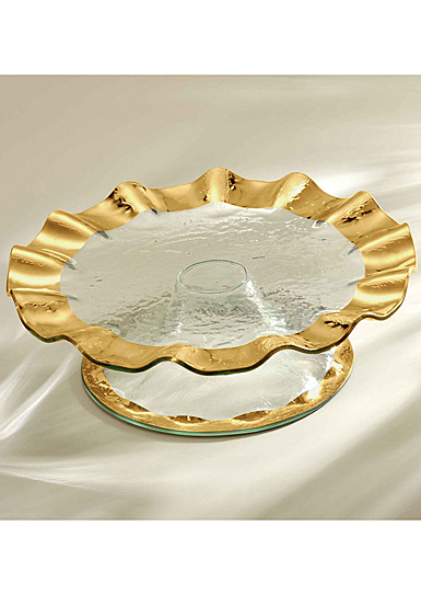 Annieglass Gold Ruffle 9.5" Petit Fours Stand