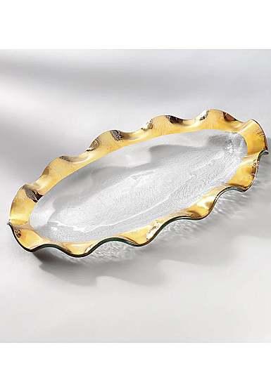 Annieglass Gold Ruffle Oval Platter