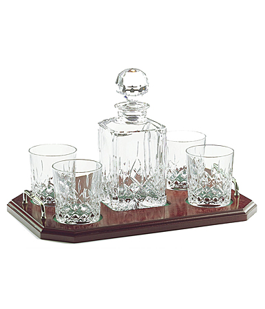 Galway Longford Square Whiskey Decanter and DOF on Tray Set