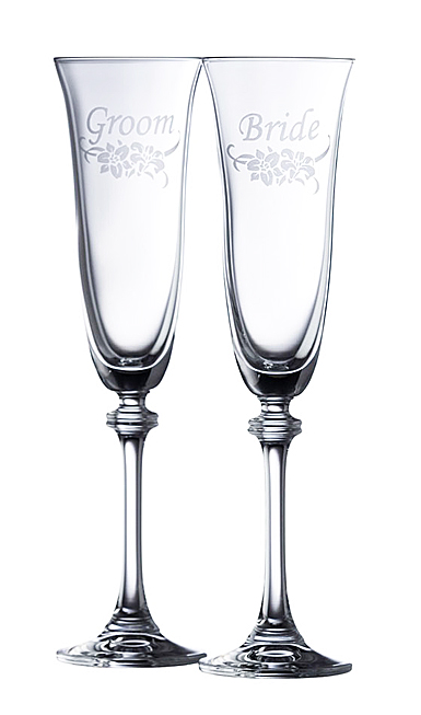 Galway Floral Bride and Groom Liberty Flute Pair