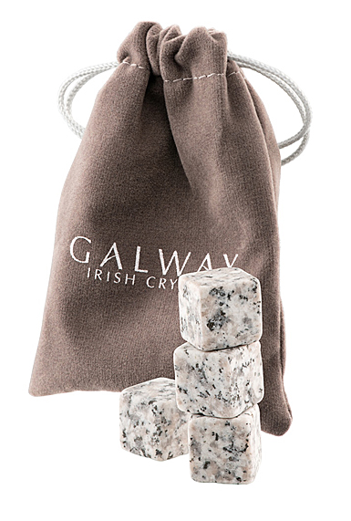 Galway Whiskey Cooling Stones Set of 4, White, Grey Granite