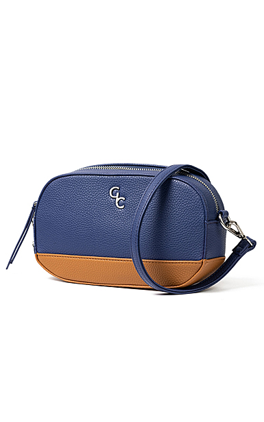 Galway Leather Two Tone Crossbody Bag, Navy, Brown