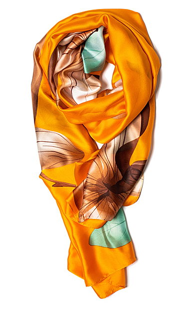 Galway Bright Orange and Lotus Flower, Polyester Scarf