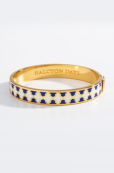 Halcyon Days Agama, Hinged Bangle Cobalt, Bluebell, Gold
