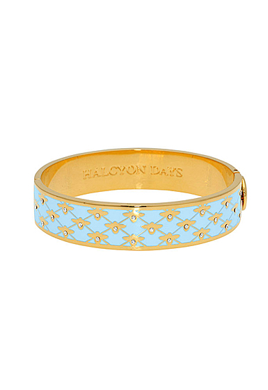 Halcyon Days Bee Sparkle, Hinged Bangle Forget Me Not, Gold