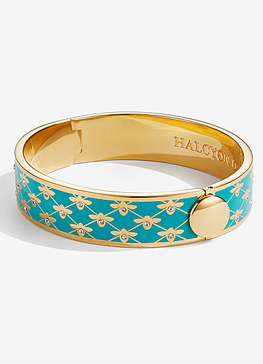 Halcyon Days Bee Sparkle, Hinged Bangle Turquoise, Gold