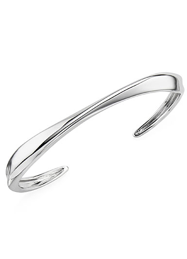 Nambe Jewelry Silver Narrow Twist Cuff Bracelet, Large