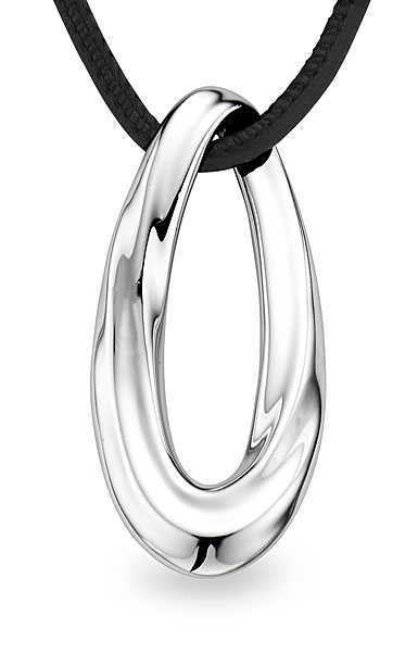 Nambe Jewelry Silver and Black Oval Pendant