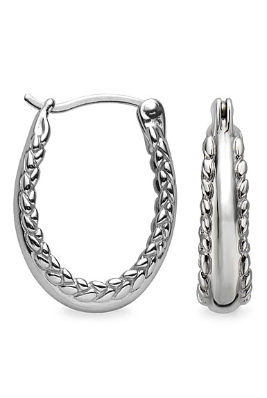 Nambe Jewelry Silver Braid Hoop Earrings, Pair