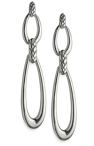 Nambe Jewelry Silver Braid Double Loop Earrings, Pair