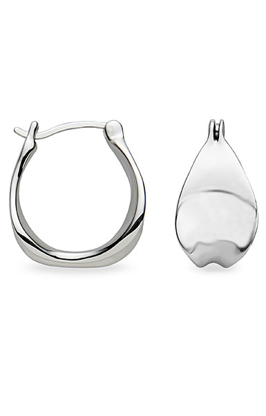 Nambe Jewelry Silver Tapered Hoop Earrings, Pair