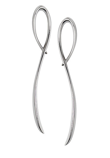 Nambe Jewelry Silver Long Loop Earrings, Pair