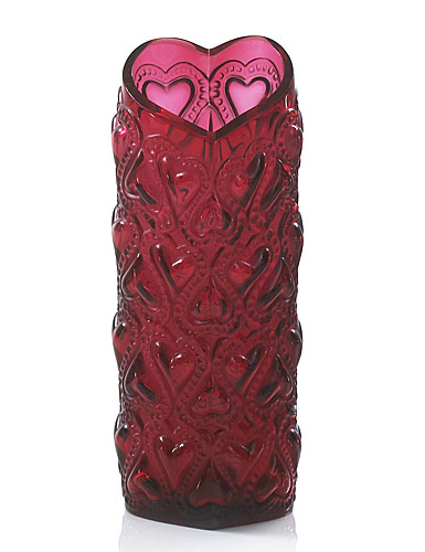 Lalique Amour Heart Vase, Red