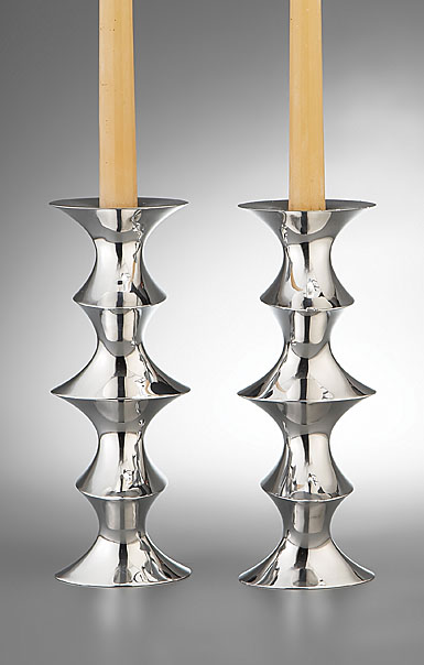 Nambe Metal Motus Candlesticks, Pair