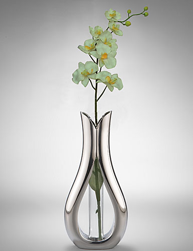 Nambe Tulip Bud Vase with Orchid