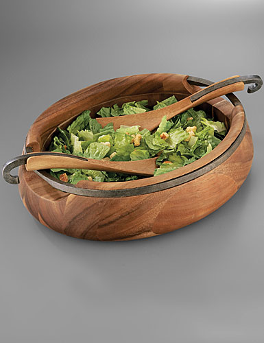 Nambe Metal Anvil Salad Bowl with Servers