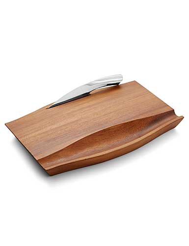 Nambe Wood Drift Cheese Board With Knife