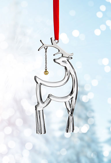 Nambe Metal and Glass Reindeer Ornament