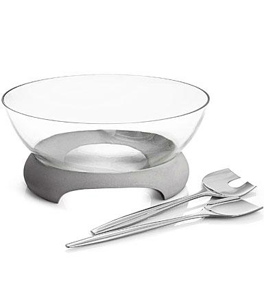 Nambe Forte Glass Salad Bowl with Servers