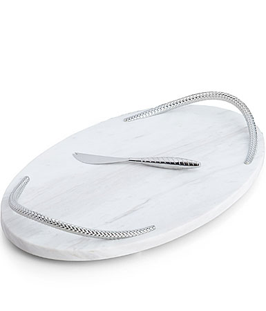 Nambe Braid Marble Cheese Board with Knife