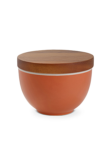 Nambe Prism Candle Bowl with Lid Persimmon