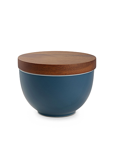 Nambe Prism Candle Bowl with Lid Aurora Blue