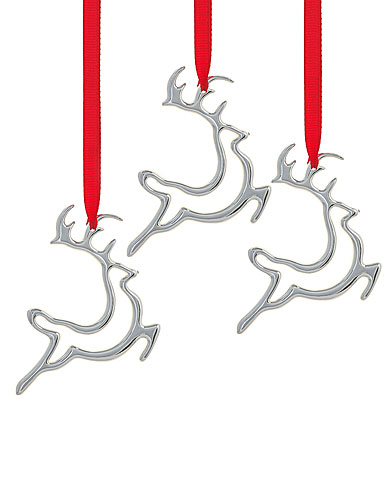 Nambe Mini Set of 3 Reindeer Christmas Ornament