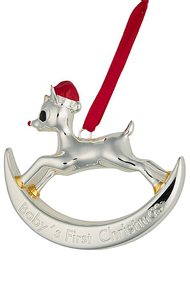 Nambe Metal Rocking Rudolph Babies First Christmas Ornament