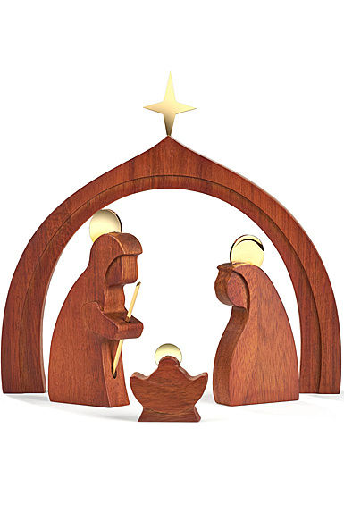 Nambe Nativity Wood Holy Family with Creche