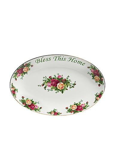 Royal Albert Old Country Roses Bless This Home Platter 12"