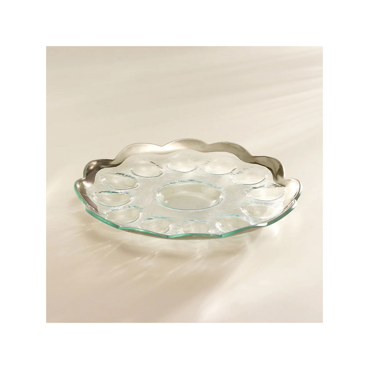 Annieglass Platinum Roman Antique 11.5" Deviled Egg Platter