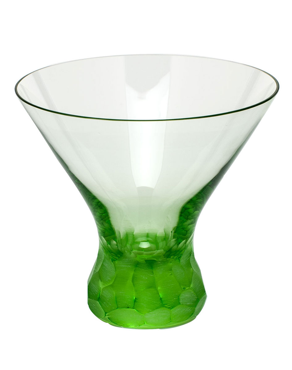 Moser Crystal Pebbles Stemless Martini Glass, Ocean Green, Single