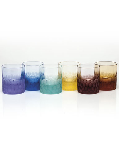 Moser Crystal Pebbles DOF Tumblers, Set of 6, Rainbow Colors