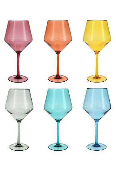Fortessa Copolyester Sole Cabernet Glass, Assorted Colors, Set of 6