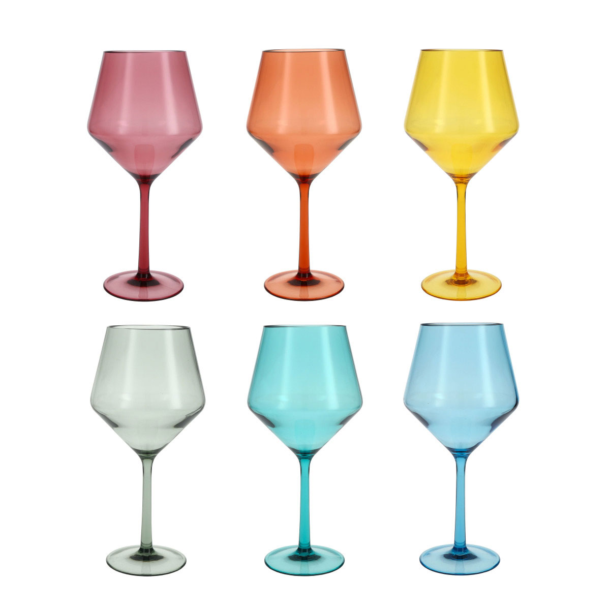 Fortessa Copolyester Sole Cabernet Glass, Assorted Colors, Set of 6