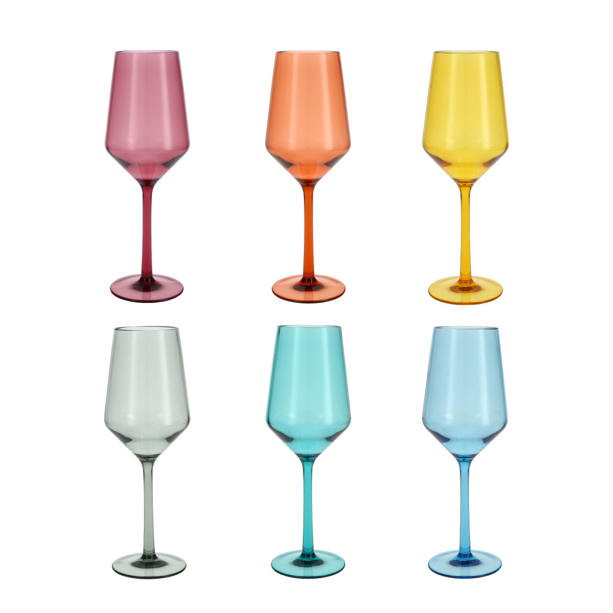Fortessa Copolyester Glass Sole Sauvignon Blanc 13oz , Assorted Colors - Set of 6