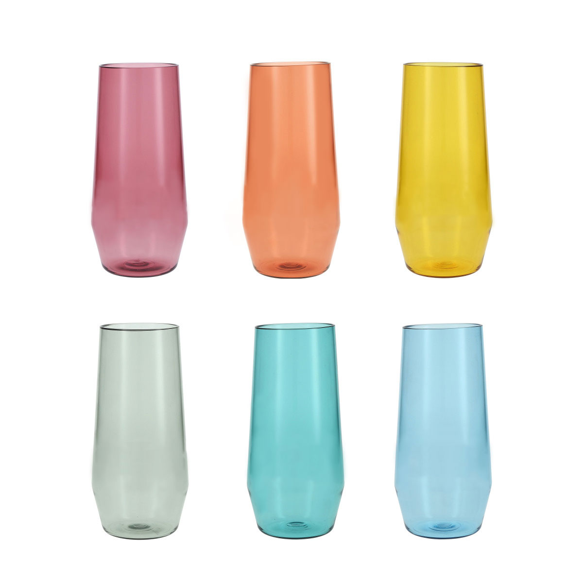Fortessa Copolyester Glass Sole Iced Tea 18oz, Assorted Colors - Set of 6