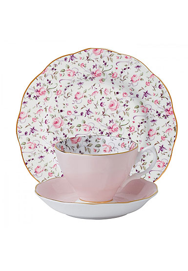 Royal Albert Rose Confetti Teacup, Saucer and 8" Plate Set