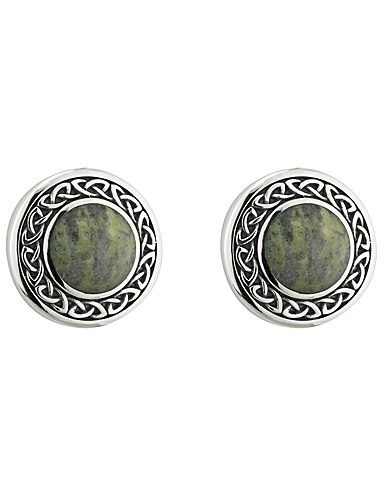 Cashs Ireland Sterling Silver Connemara Marble Round Stud Earrings