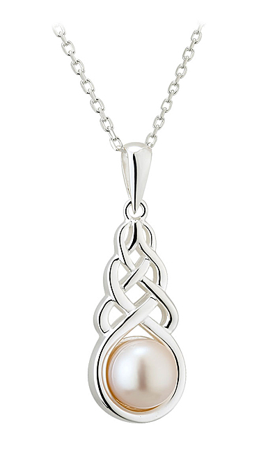 Cashs Ireland, Sterling Silver and Pearl Celtic Knot Pendant