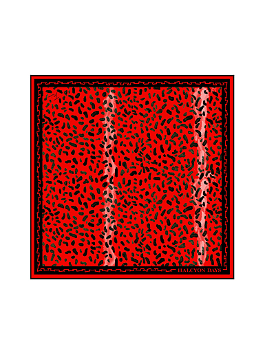 Halcyon Days Leopard Red 90 x 90 100% Silk Scarf