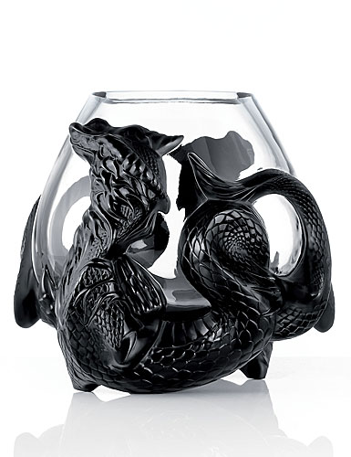 Lalique Tianlong Black Vase
