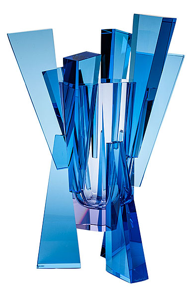 Moser Crystal Blues Vase 19.7" Alexandrite and Aquamarine