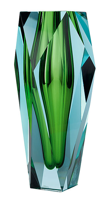 Moser Crystal Gema Vase 10" Beryl and Reseda