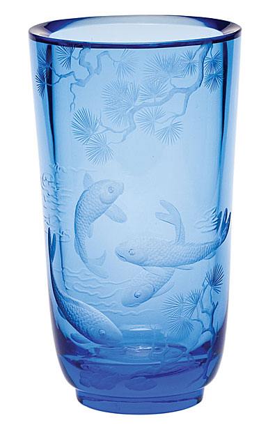 Moser Crystal Paradise 12" Vase, Carps - Aquamarine