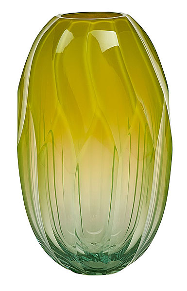 Moser Crystal Twinspin Vase 11.8" Beryl and Yellow