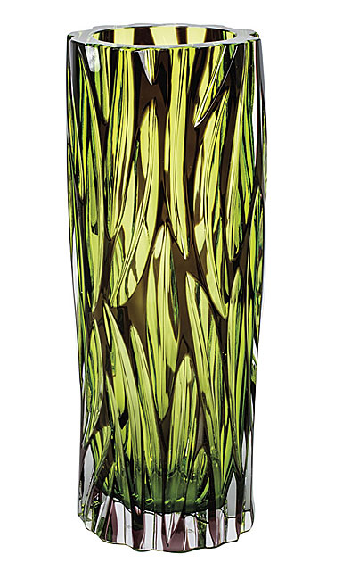 Moser Crystal Wood Vase 11.4" Wedge Cuts, Multicolor